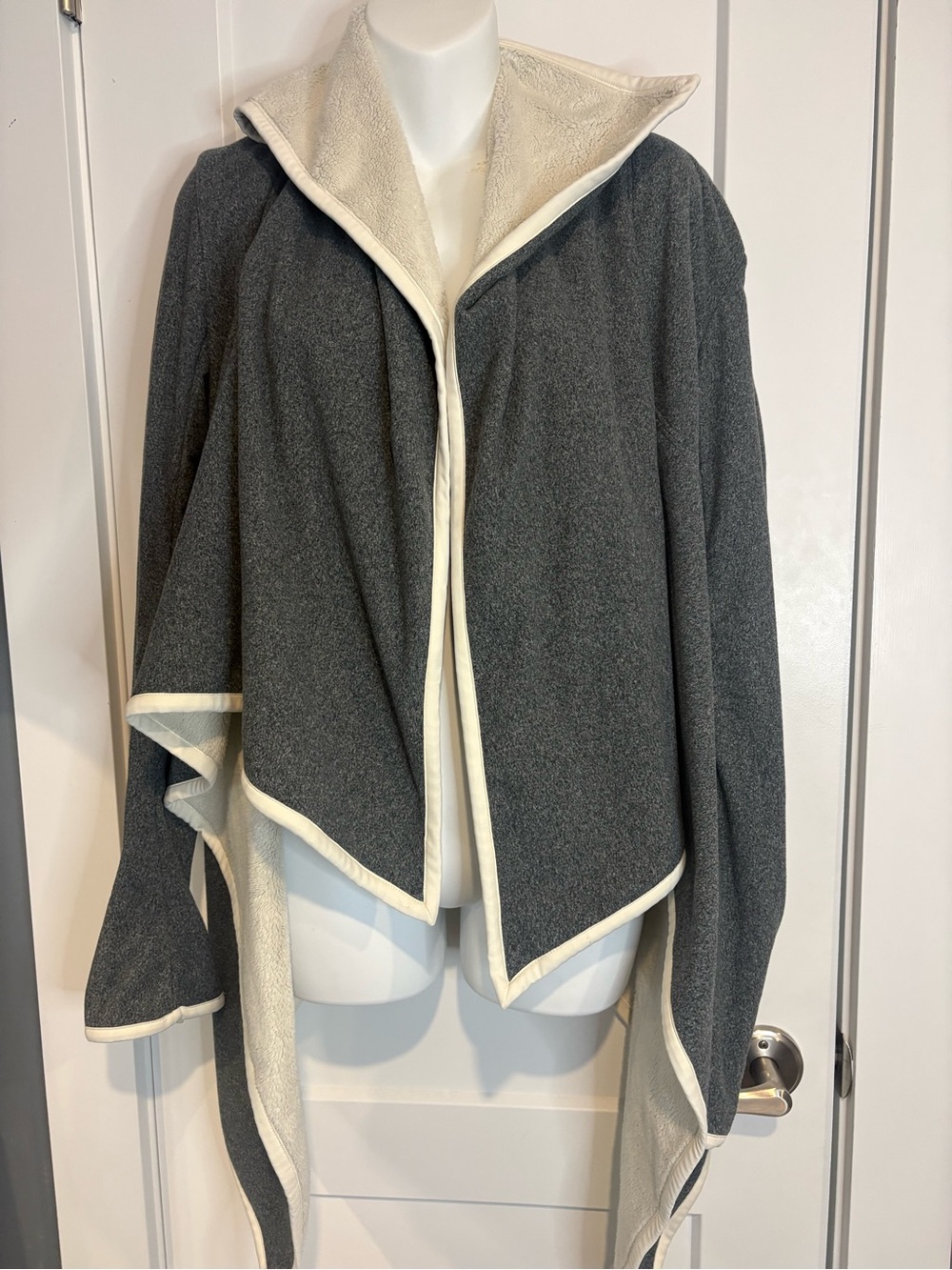 lululemon Gray Wrap Cape with Cream Trim